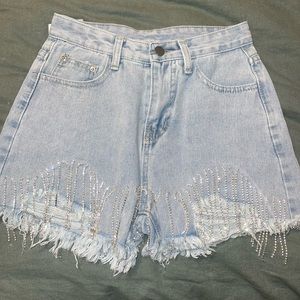 Rhinestone blue jean shorts